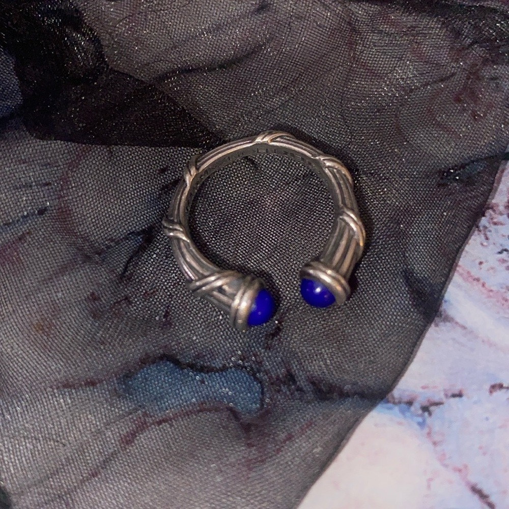 Silver ring with Lapiz cabochons, size 4, Peter Roth